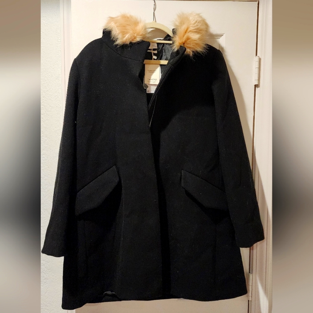 MNG (Mango) Abrigo Work Coat, Black, size XL, NWT